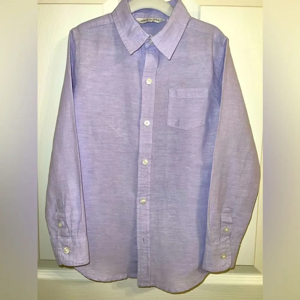 JANIE AND JACK LINEN COTTON BUTTON SHIRT 5 (BUNDLE OF 2)